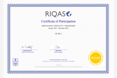 Сертифікат участі в програмі зовнішньої оцінки якості RIQAS (Спец. імунохімія І) 2023